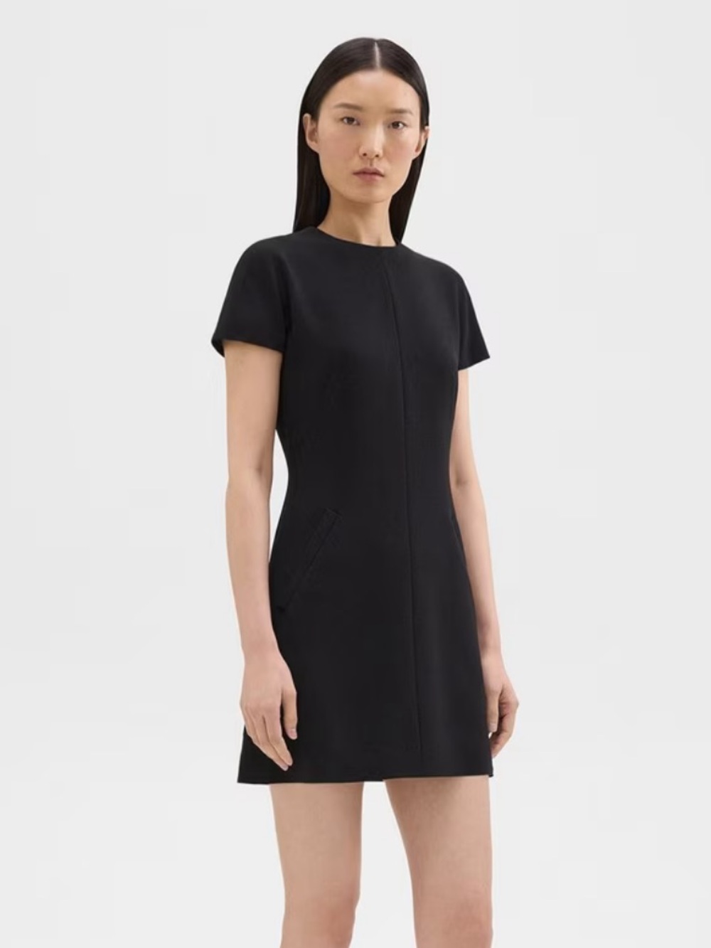 Theory Dolman Sleeve Mini Dress in Admiral Crepe [black, size 12]